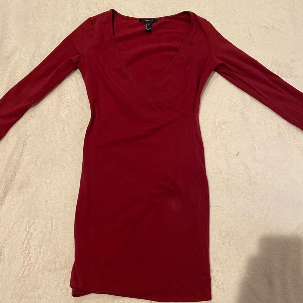 Forever 21 Maroon V neck Mini Dress